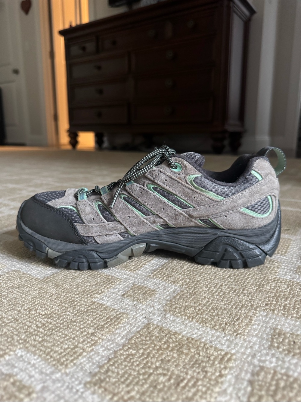Merrell Moab 2 Waterproof Hiking Shoes Vibram Gray Mint Women’s Size 8.5 - Picture 6 of 12